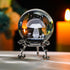 3D 60mm HDCRYSTALGIFTS Mushroom Crystal Ball Laser Engraved Decorative Ball Glass Sphere with Stand Paperweight