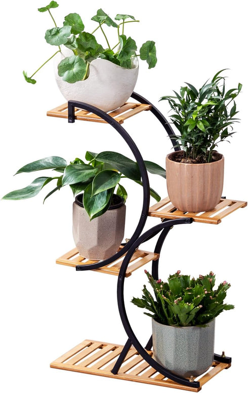 Bamboo 4-Tier Plant Stand Rack Multiple Flower Pot Holder Shelf Indoor Outdoor