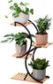 Bamboo 4-Tier Plant Stand Rack Multiple Flower Pot Holder Shelf Indoor Outdoor