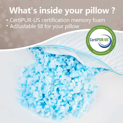Pillows Queen Size Set of 2 – Cooling Memory Foam Pillows for Sleeping, Adjustable Firm for Back and Side Sleepers