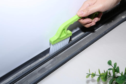 2pcs Hand-held Groove Gap Cleaning Tools Door Window Track Kitchen Cleaning Brushes(Green) by Rienar