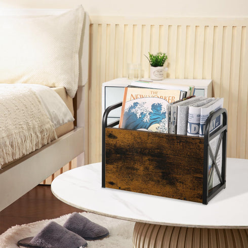 YINMIT Magazine Holder - Floor Magazine Rack Storage Basket, File Organizer Bin for Magazines, Books, Newspapers