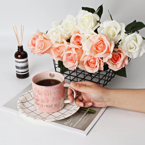 Funny 50th Birthday Gifts for Women - Turning 50 Year Old Gift Ideas, Fabulous Pink Marble Mug, Ceramic Coffee Cup