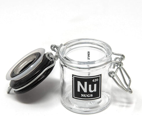 Airtight Glass Herb Mini Storage Jar with Clamping Lid, Choice of Design (Nugs, Small)