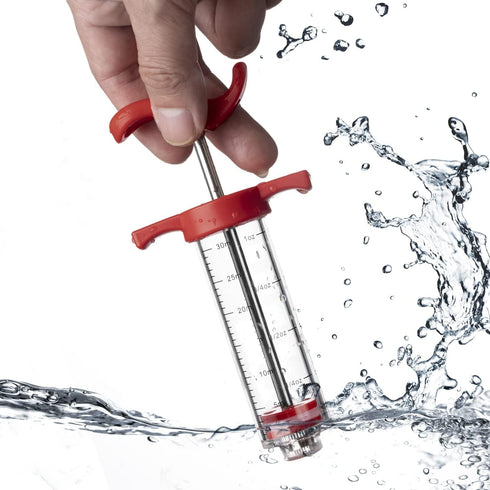 JY COOKMENT Meat Injector Syringe, 1-oz Marinade Flavor Injector with 2 Professional Needles, 1 Cleaning Brush