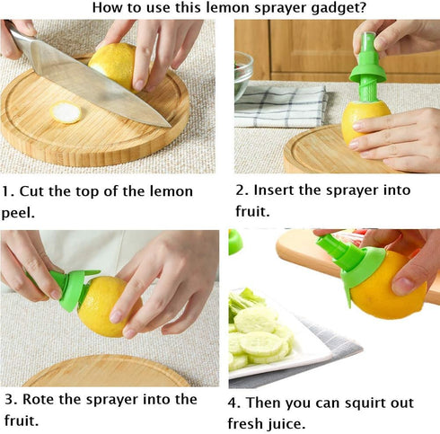 BJLIIO 2Pcs Set, Lemon Juice Sprayer, Manual Orange Juice Citrus Spray with Holder Plate, Green Citrus Sprayer Lemon