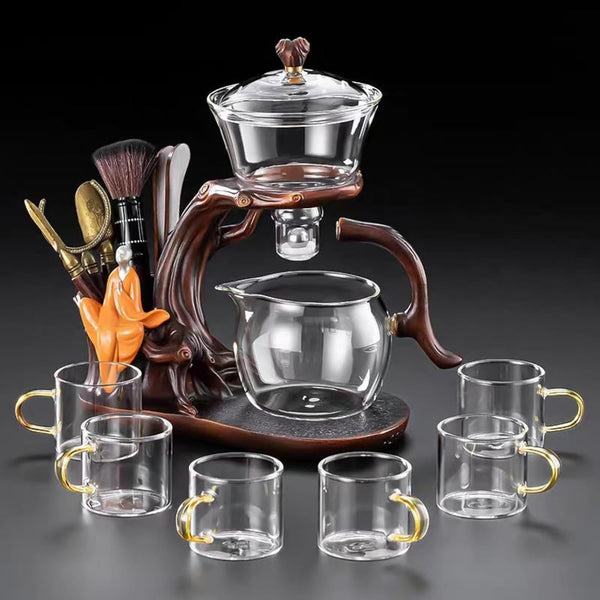 GPSRSAI Magnetic TeaPot Semi-Automatic Drip Glass Teapots Lazy Kungfu Tea Infuser Heat-Resistant Tea