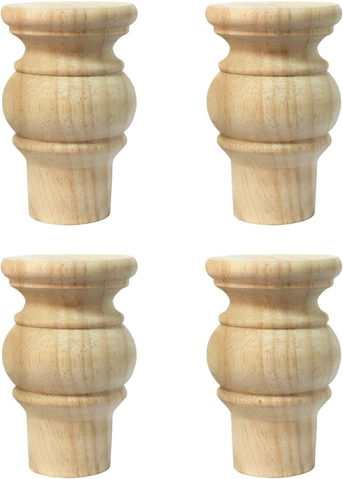 WEICHUAN Solid Wood Furniture Legs Bun Feet Replacement Sofa Couch Chair Ottoman