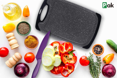 Pak Cutting Boards Set, Large Plastic Chopping Board, Dishwasher Safe, BPA Free, Slip Resistant with Juice Grooves