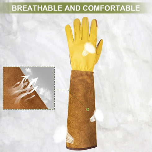 Women Gardening Weeding Gloves, Leather Thorn Proof Garden Glove for Digging, Planting, Pruning