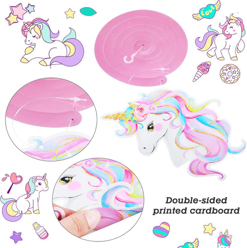 Zonon 51 Pcs Unicorn Hanging Swirl Decorations for Girls Birthday Party Supplies, Rainbow Decor