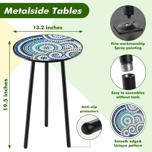 1 Pack Metal Outdoor Side Table Small Outside Round End Table for Patio Modern Accent Garden Corner Table for Small
