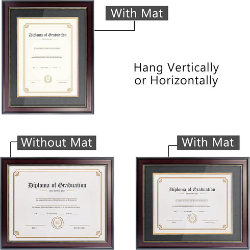 GraduatePro 8.5x11 Diploma Frame with Black Over Gold Mat, CPA License Frame, UV Protection Acrylic, Mahogany with Gold