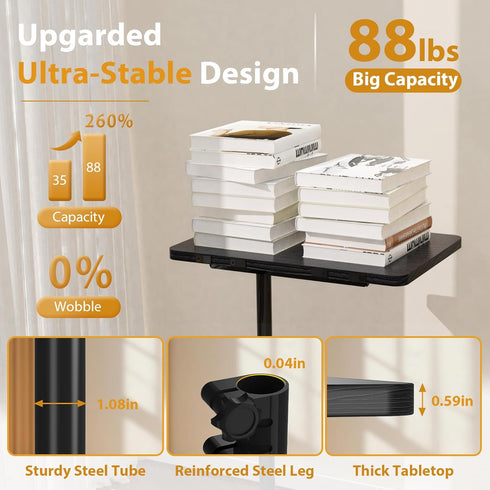 360Swivel TV Tray Table, Adjustable C Shaped Side Table for Couch, Couch Side Table C Table That Slide Under Couch Desk