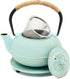 Juvale Cast Iron Tea Kettle with Infuser - Green, 18 oz/500 ml,