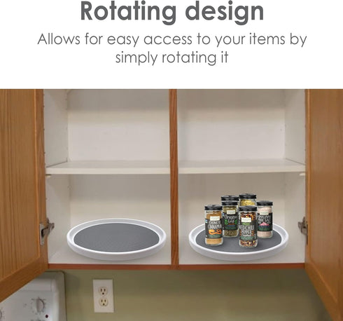 Lazy Susan Turntable 2 Pack, 12 Inch Non-Skid Round Spinning Spice Organizer for Kitchen, Cabinet, Pantry, Fridge
