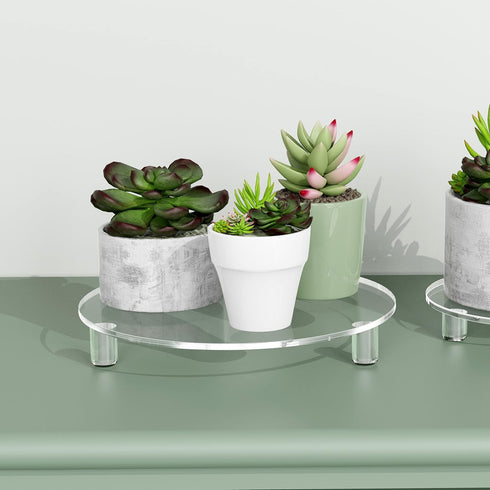 SVENJBB 10 Inch 2-Pack, Counter Decorative Acrylic Round Display Riser Clear Waterproof Pedestal Stand for Plants