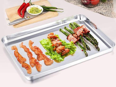 TeamFar Stainless Steel Baking Sheet, Healthy Non-Toxic Cookie Pan, Easy Clean & Dishwasher Safe