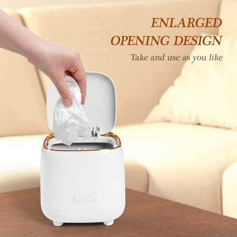 Mini Trash Can with 10 Rolls of Bags, Tiny Desktop Trash Can with Press Type Lid for Bathroom Vanity, Home Office (Dark