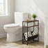 2-Tier Narrow End Table with Magazine Rack, Slim Side Table for Small Spaces, Industrial Nightstand with Storage Sling