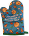 Introverted But Willing to Discuss Pizza Funny Graphic Kitchen Accessories, Cool Food Novelty Cookware Blue Oven Mitt