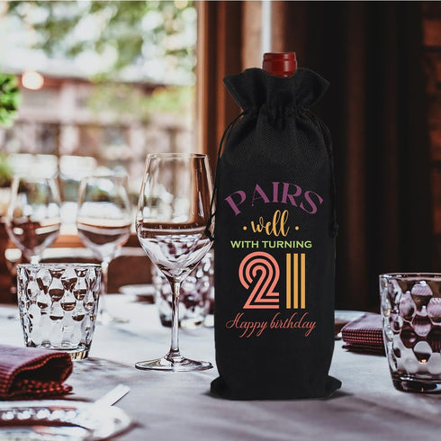 Cool 21st Birthday Gifts Wine Bag for Her Him, 21 Year Old Birthday Gifts for Women Men, Happy Anniversary 21st