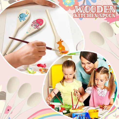 Nosiny 48 Pcs Wooden Spoons Set, 8, 10, 12 Inch Oval Cooking Spoons for Kitchen Cooking and Baking