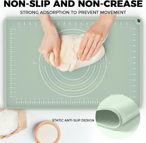 Silicone Baking Mat 24" x 16", Extra Thick Non-stick Food Grade Silicone Pastry Mat for Pastry, Bread, Cookies