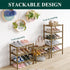 2-Tier, Closet, Smiry Small Bamboo Shoe Rack Stackable Wooden Shoe Organizer for Entryway & Free Standing Wood Shoe