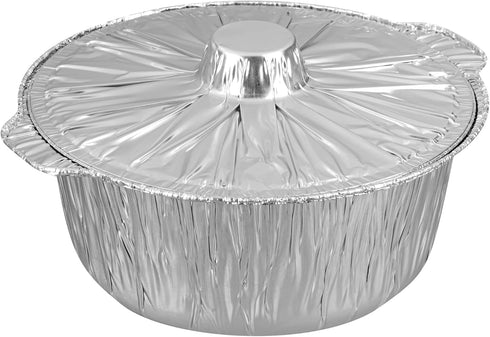 Foil Lux 3.5 Quart Disposable Pans with Lids, Oven-Ready Aluminum Foil Baking Pans for Camping