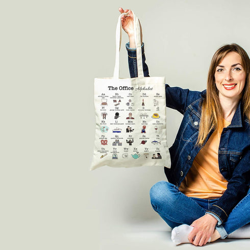 Funny The Office Merch Gifts Tote Bag for Women, Natural Reusable Eco-Friendly Cotton, Off White
