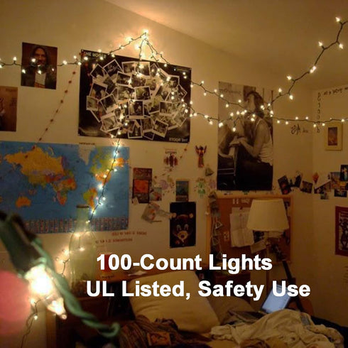 21FT 100 Count Brizled Warm White Clear Christmas Lights Connectable, Mini Incandescent String Lights Plug