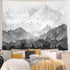 kampdream Mountain Forest Tapestry, Misty Foggy Black and White Tree Landscape Watercolor Art Wall Tapestries, Nature Scenery Tapestry for Bedroom Living Room Backdrop 60×80 inch
