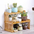 GURECOD 10.8" 2 (10.8" Tiers Bamboo Plant Stand Shelf,Desk Flower Pot Holder,Adjustable Desktop Shelf Display Organizer
