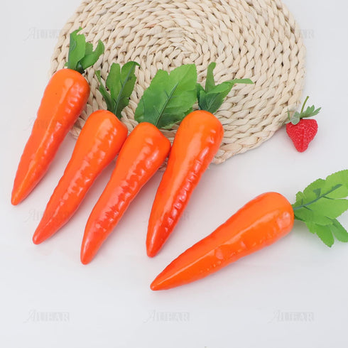 5 Pack AUEAR, Artificial Carrots Plastic Carrot Simulation Fruits Lifelike Fake Vegetables Model Teaching Photo