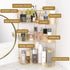 NATURE'S SOURCE Amber Gold Makeup Organizer, 3-Tier Corner Bathroom Countertop Storage with Makeup Brush Holder