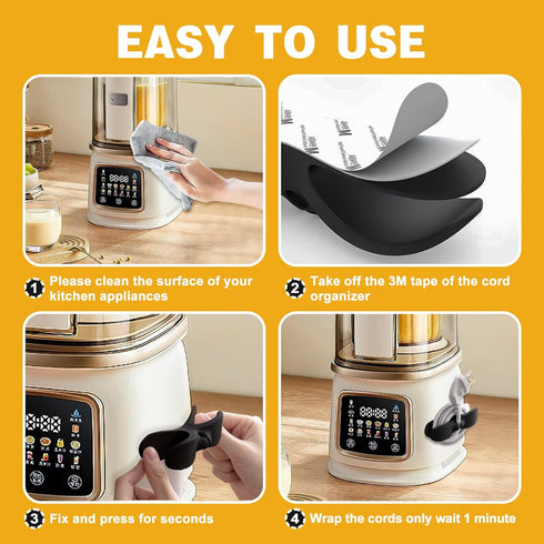 Cord Organizer for Kitchen Appliances, 8 Pack Black Cord Wrapper, Holder, Must-Have Kitchen Gadgets for Small Appliances