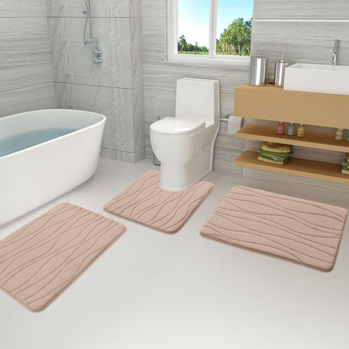 Buganda Memory Foam Bathroom Rug Mat, 30x20, Extra Soft Non-Slip Bath Mats for Tub and Shower, Camel