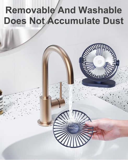 SWEETFULL USB Desk Fan, Small Quiet 3 Speeds Mini Portable Fan, 5 Inch 360° Rotation for Office Desktop (Blue)