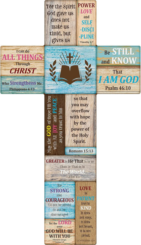Jetec Christians Cross Wall Decor, Faith Biblical Verse Wooden Crosses Table Centerpieces, Farmhouse Wall Sign for Home