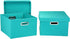 Household Essentials Fabric Storage Boxes, Aqua, with Lids and Handles