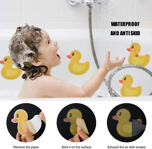 4.5" 3.5" Secopad Non Slip Bathtub Stickers, Duck Adhesive Kids Anti Slip Decal Treads for Shower and Bath Tub