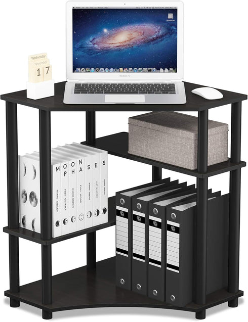 FURINNO Turn-N-Tube Space Saving Corner Desk, Espresso/Black