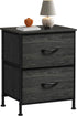 WLIVE Night Stand, Small Dresser with 2 Fabric Drawers, Black Bedside Table and Closet Organizer
