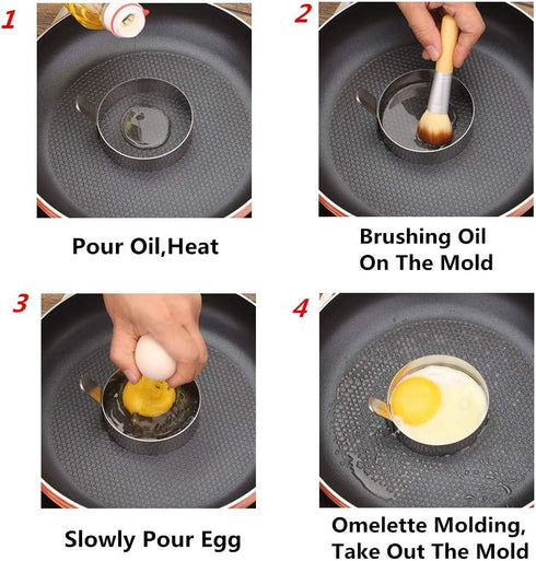 Colorsheng Ring,3 Inch (3 Pack) Egg Stainless Steel Omelet Mold Pancake Ring Metal Kitchen Cooking Tool