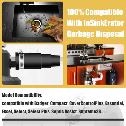 2 Set Dishwasher Connector Kit - Drain Hose Adapter with Inlet Connector, Hose Clamp, Compatible with InSinkErator