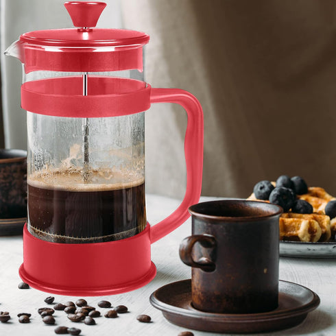 Utopia Kitchen 12 Ounce French Press Coffee Maker, Heat Resistant Borosilicate Coffee Pot for Camping Travel Gifts, Red