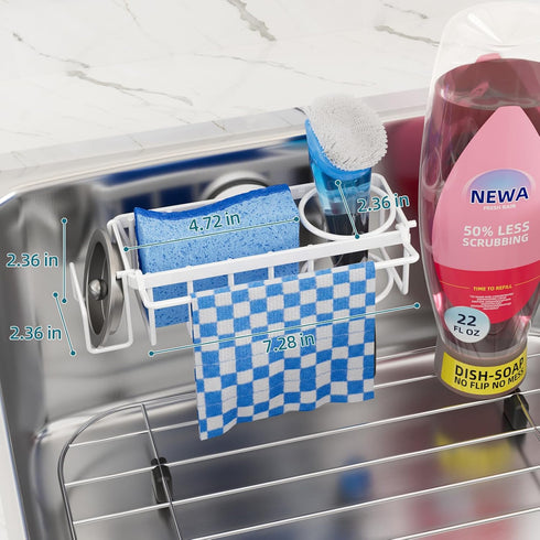 4-in-1 TAILI Sink Caddy with Strong Suction Cup, Sponge Holder for Kitchen Sink Organizer, Removable, Rustproof