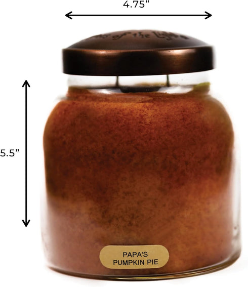 A Cheerful Giver Papa's Pumpkin Pie Scented Candle Jar, 34oz with Lid, 155 Hours Burn Time, Gift for Women, Brown