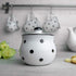 City to Cottage Ceramic Sugar Bowl with Lid - 10oz Sugar Container for Coffee Bar, Handcrafted White & Black Polka Dot